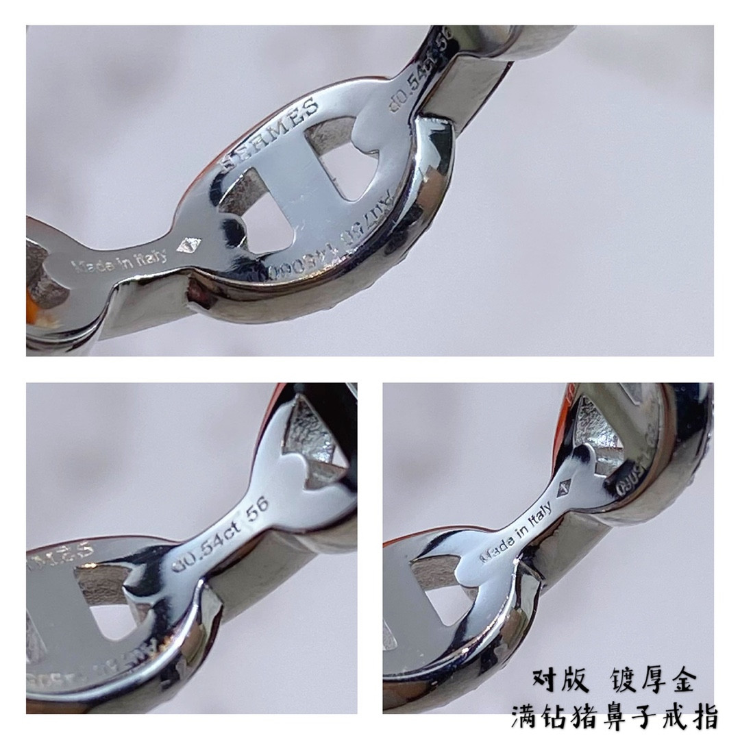 H**mes fully di*m*nd-encrusted collier de chien ring