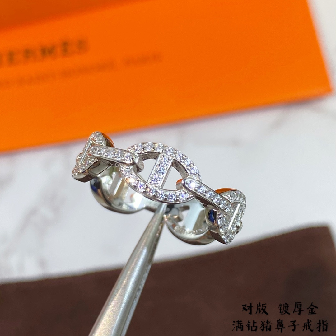 H**mes fully di*m*nd-encrusted collier de chien ring