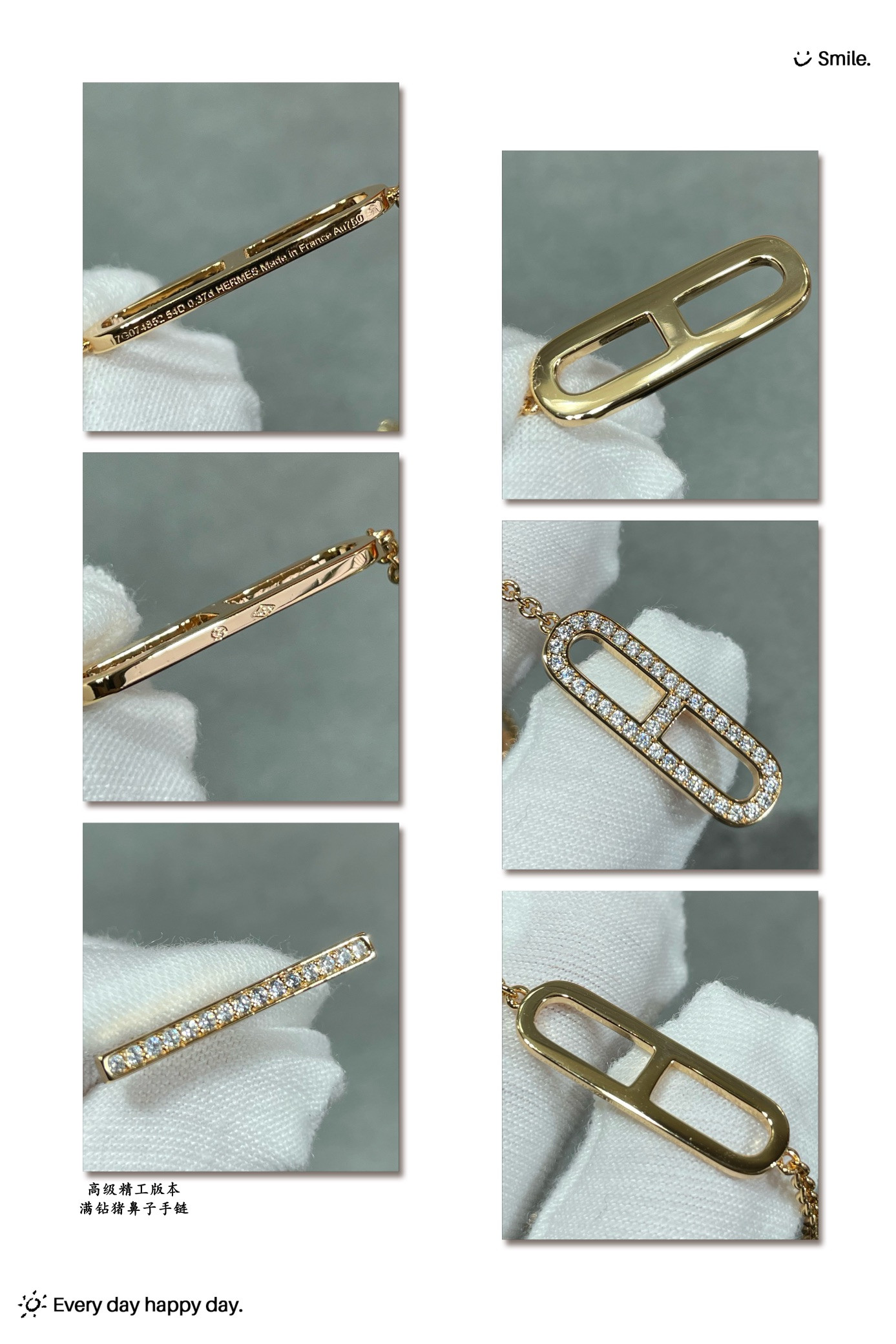 h**mes fully Di*m*nd-encrusted pig nose bracelet