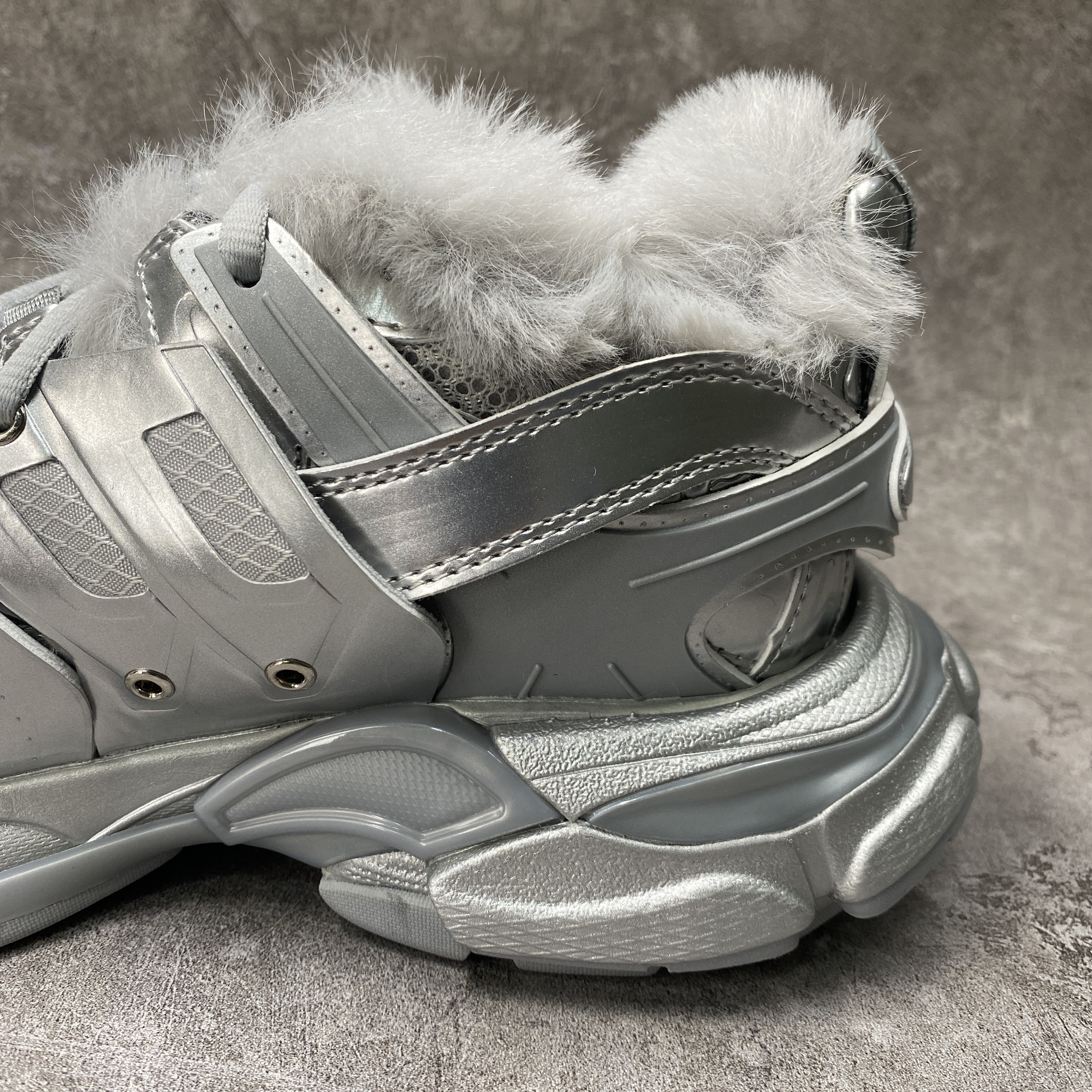 Balenciga Track Sneaker Silver Fur