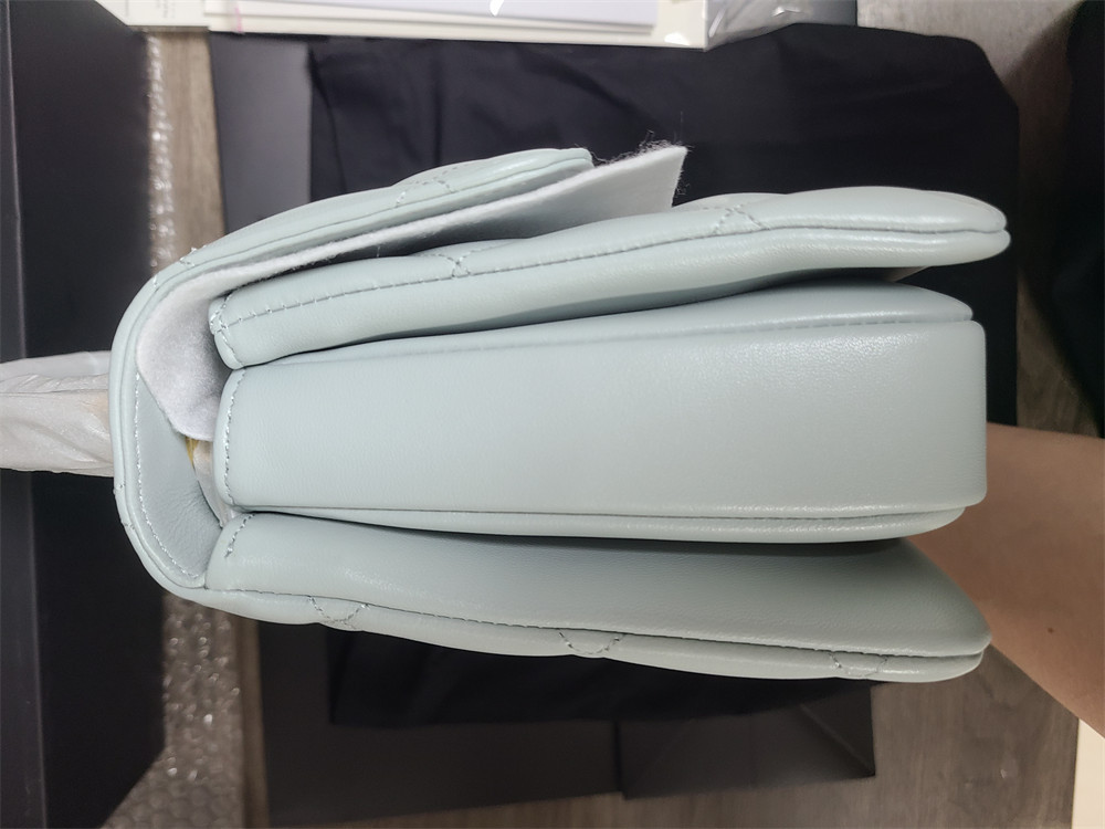 Ch*el flap bag with top handle 6.6 × 9.8 × 4.7 in