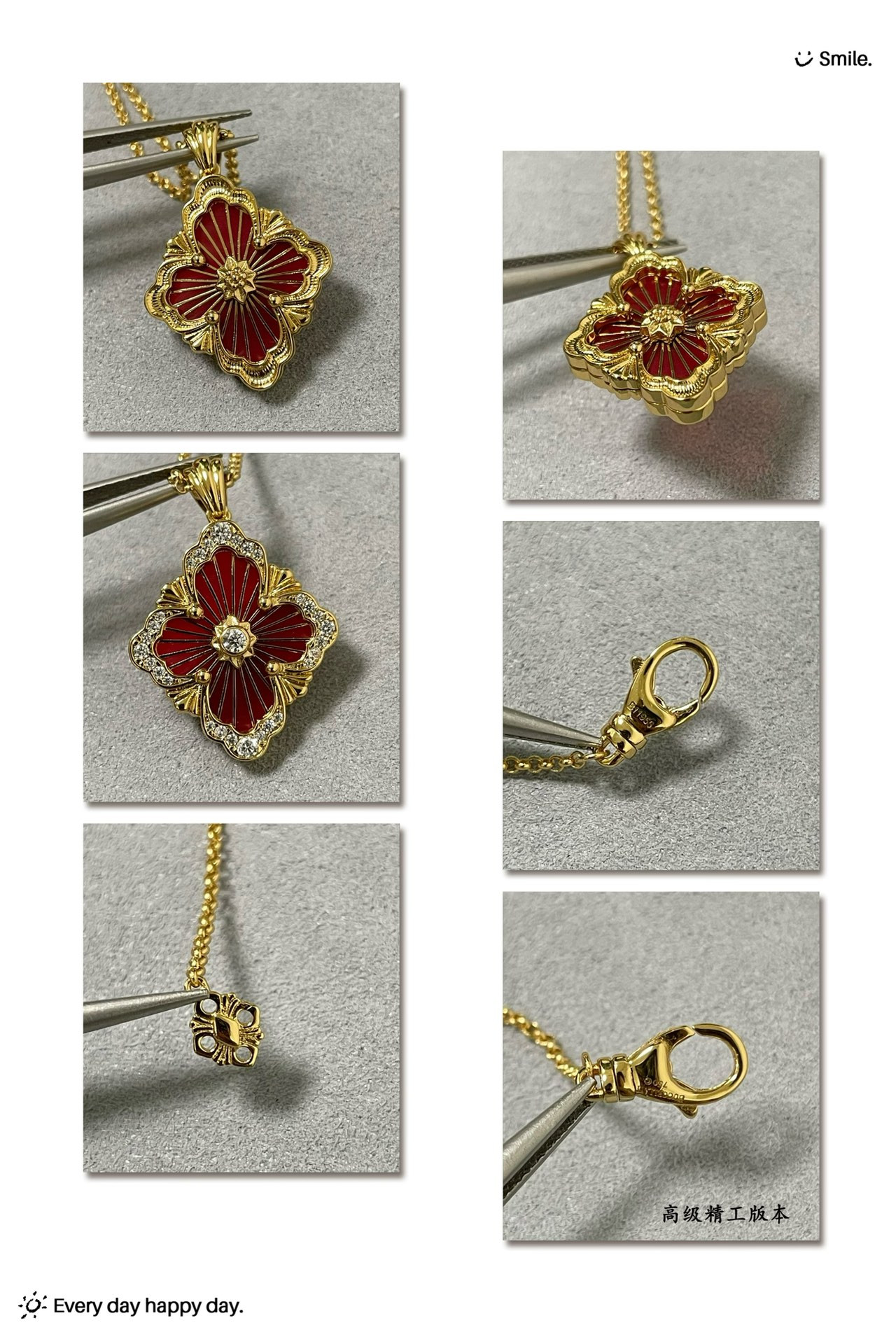 Bvcce11ati large opera red enamel necklace