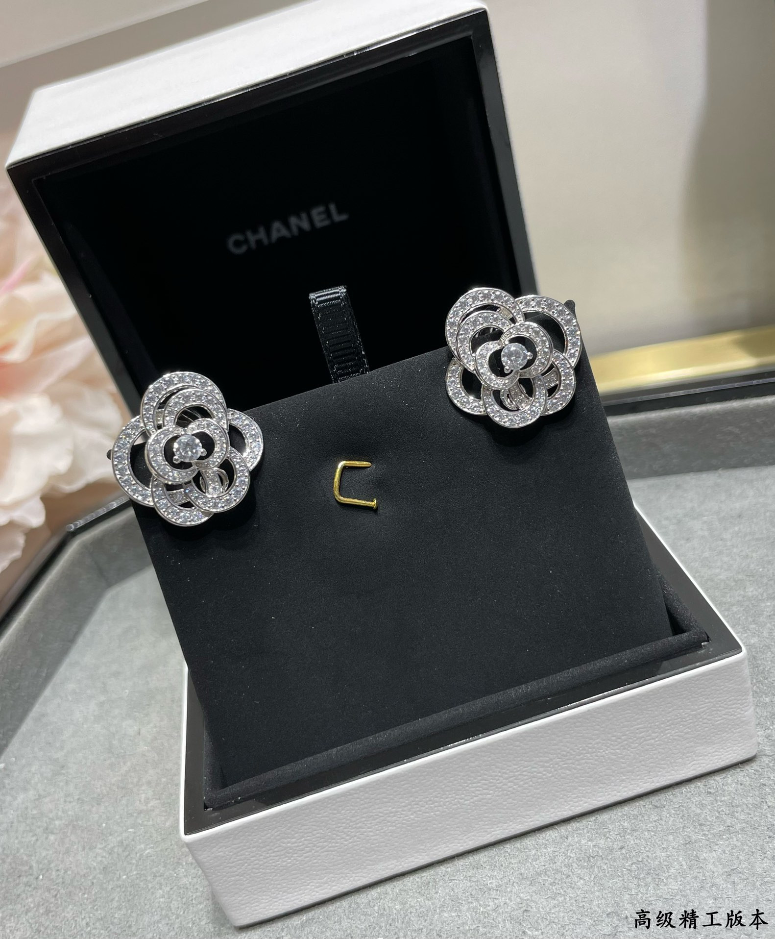 Ch*el camellia earrings