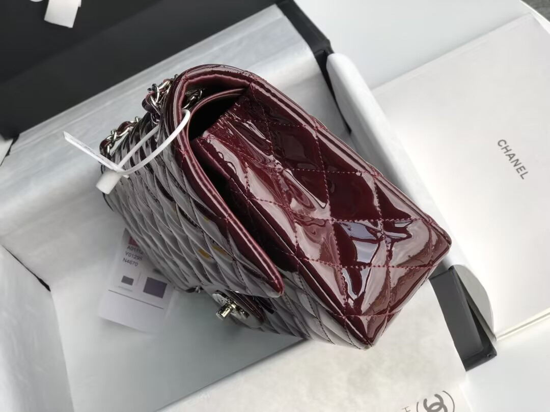 Ch*el classic flap bag burgundy 25cm