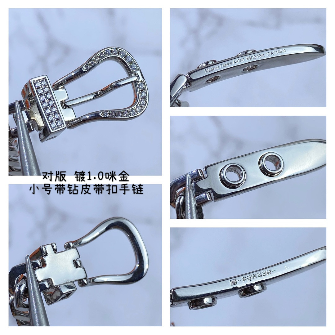 H**mes small di*m*nd-encrusted belt bracelet