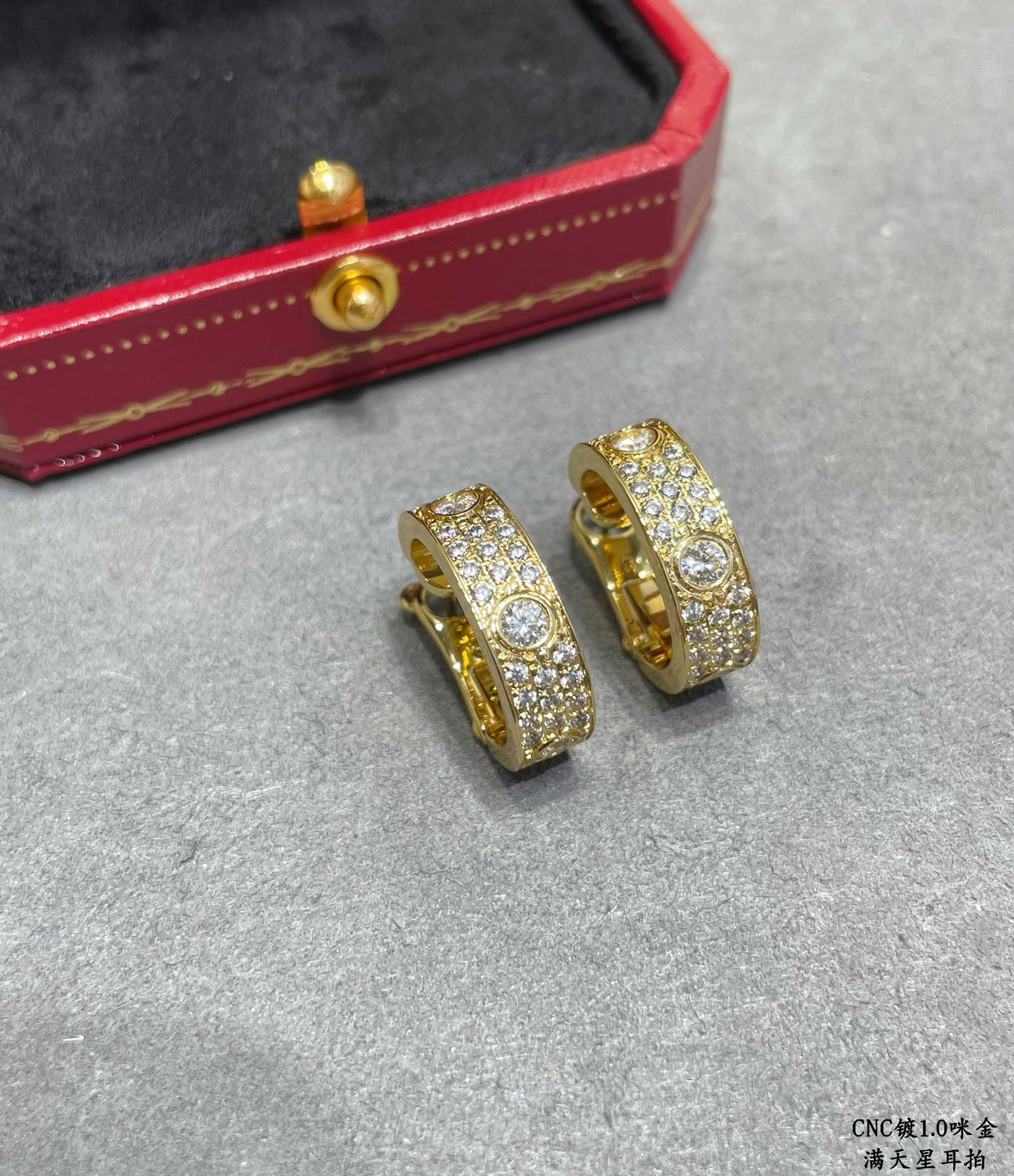 Ca*t*er wide version full pave earrings