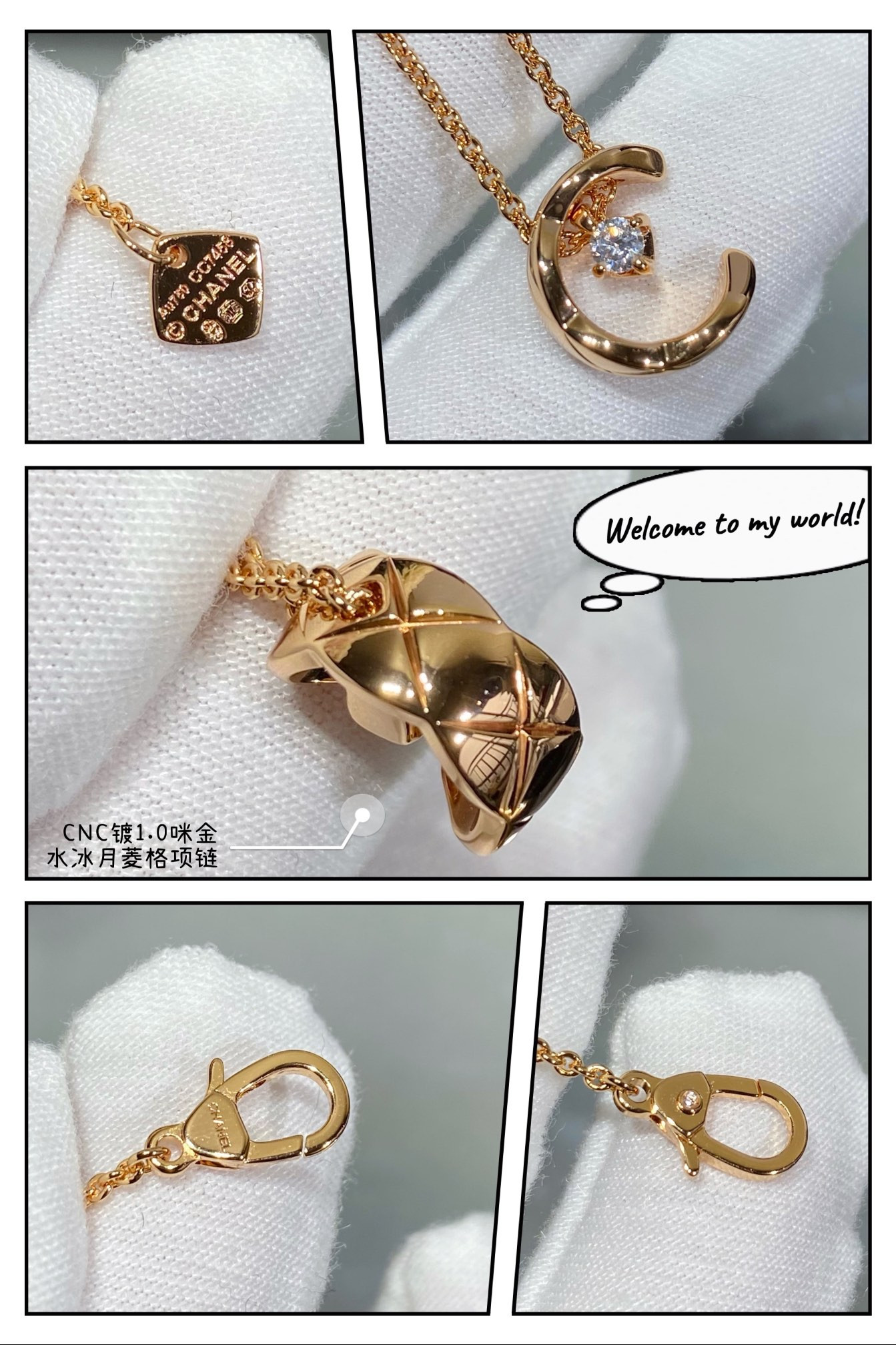 ch*el carved Di*m*nd-shaped sailor moon necklace