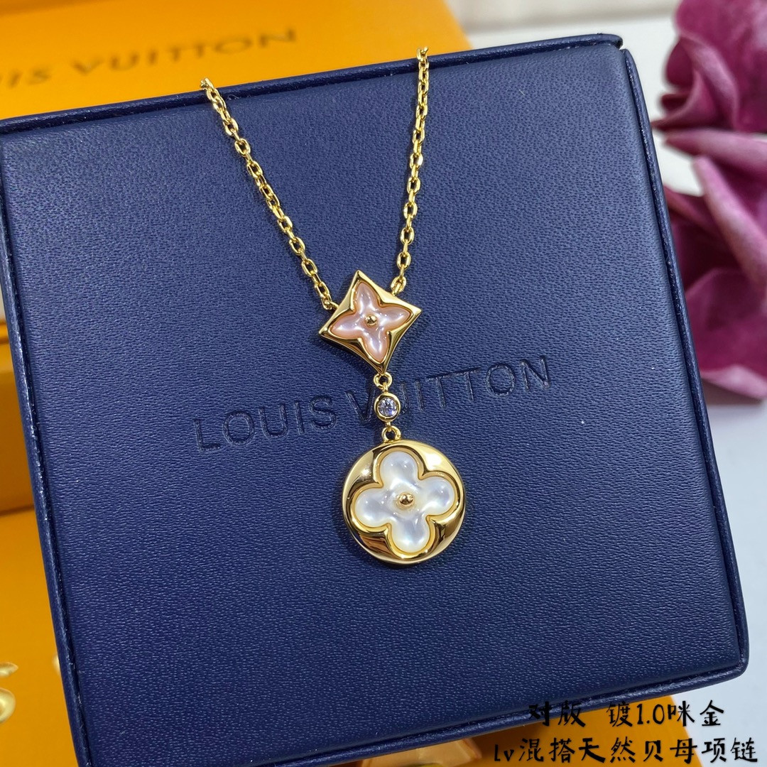 l0*is V*t0n two-flower mandarin duck necklace