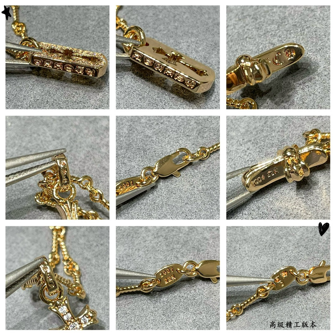 Ch*0me heart double cross necklace