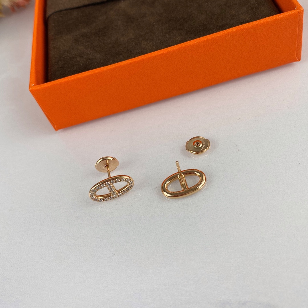 H**mes fully di*m*nd-encrusted h stud earrings