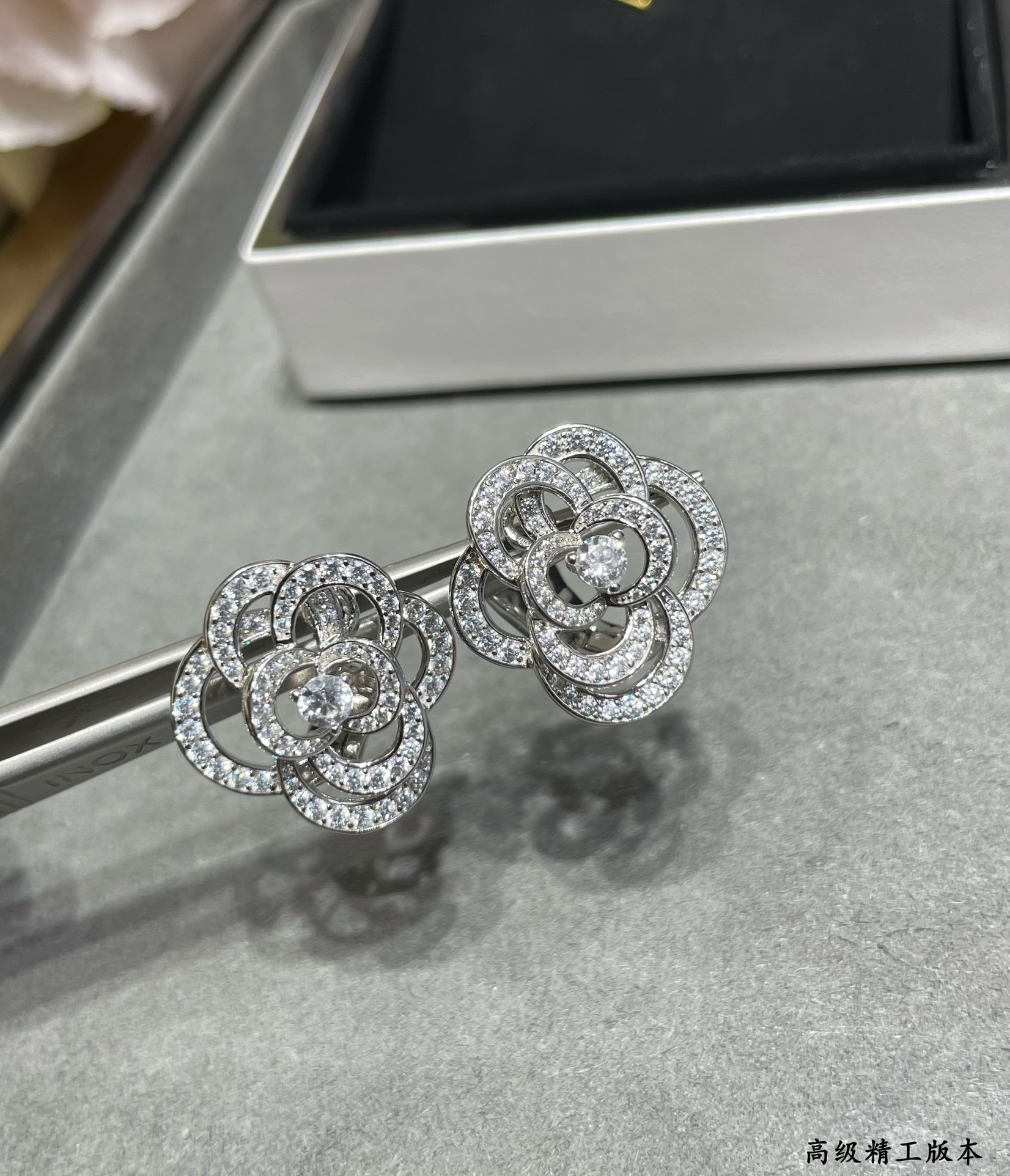 Ch*el camellia earrings