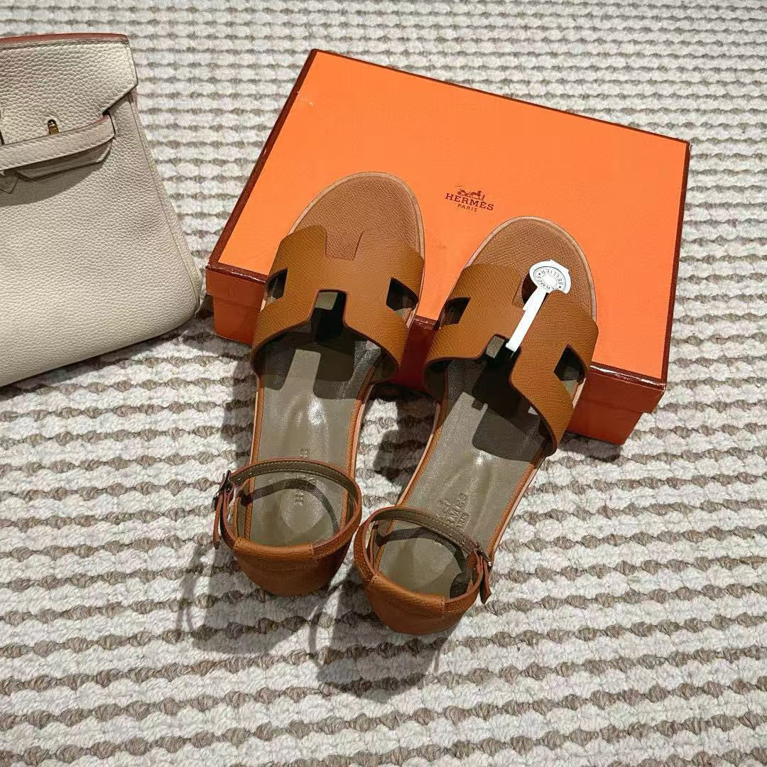 ua H**mes santorini leather sandals