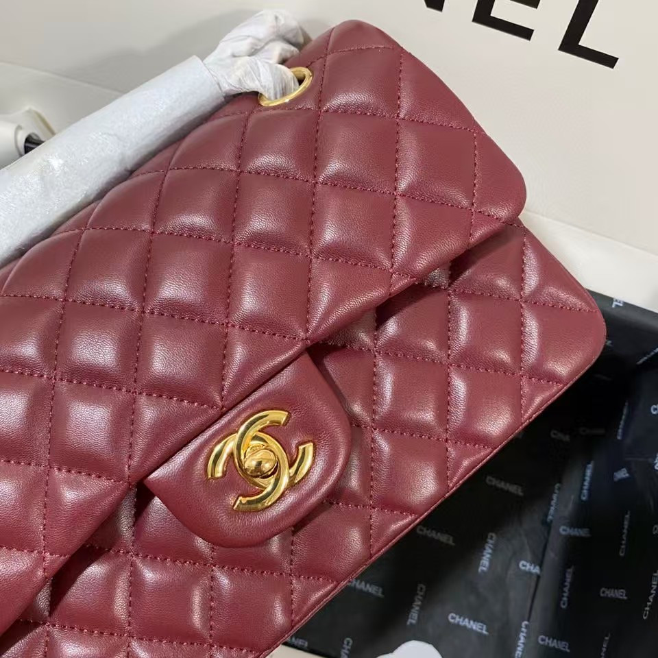 Ch*el small classic handbag gold metal 14.5×23×6cm