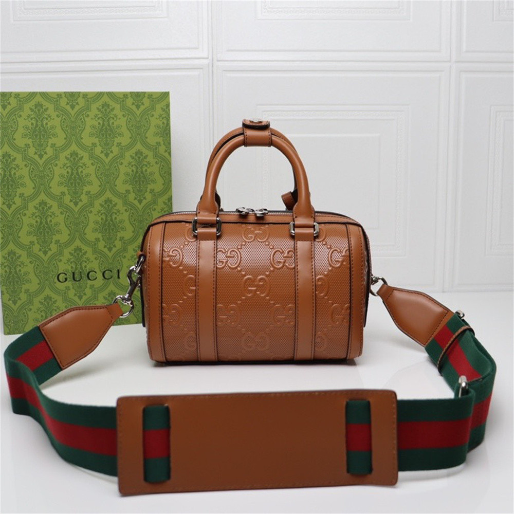 G*u*i jumbo gg mini duffle bag brown 8.6"w x 5.9"h x 4.9"d