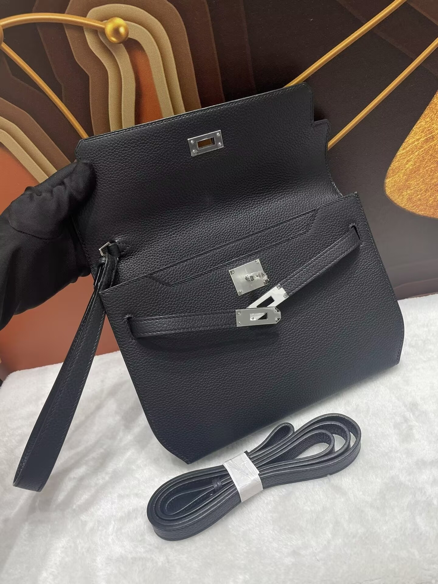 H**mes kelly depeches togo black 25cm