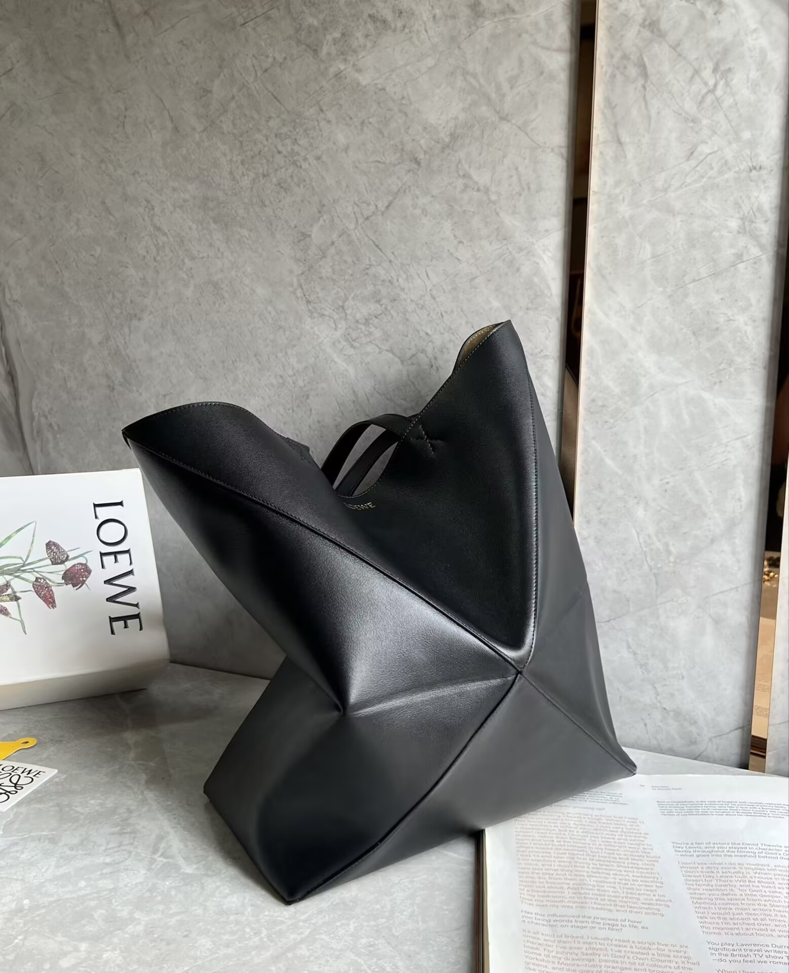 L0ew* extra large puzzle fold tote in shiny calfskin 42x41x18 cm