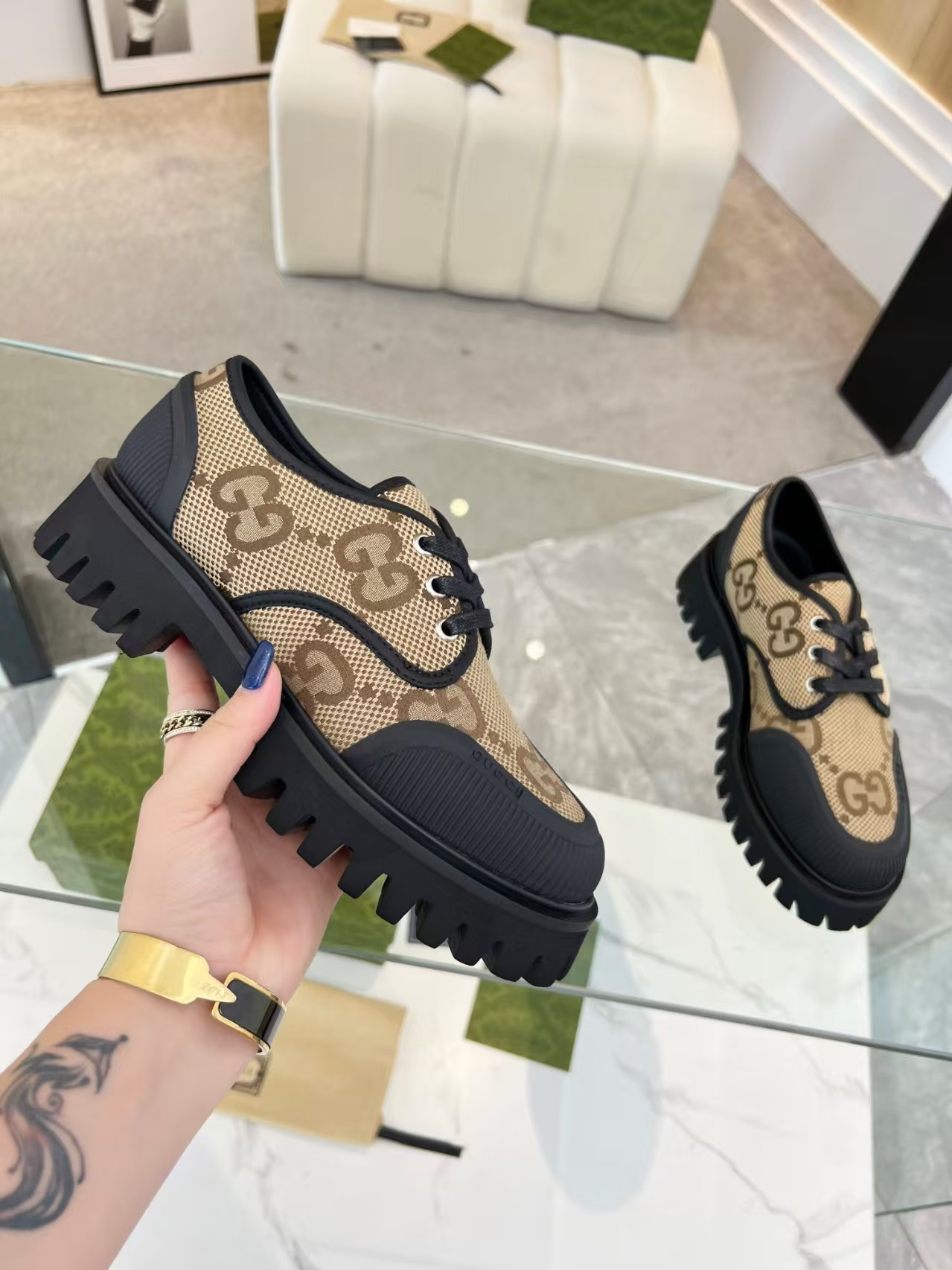 ua G*u*i maxi gg lace-up shoes