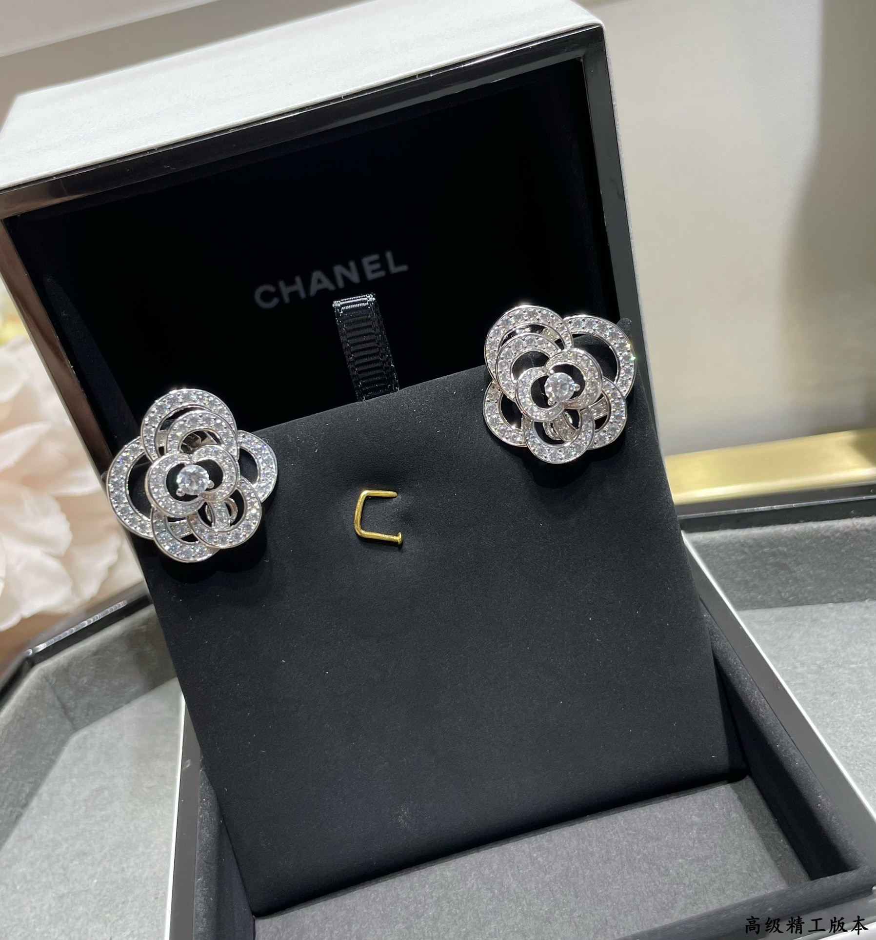 Ch*el camellia earrings