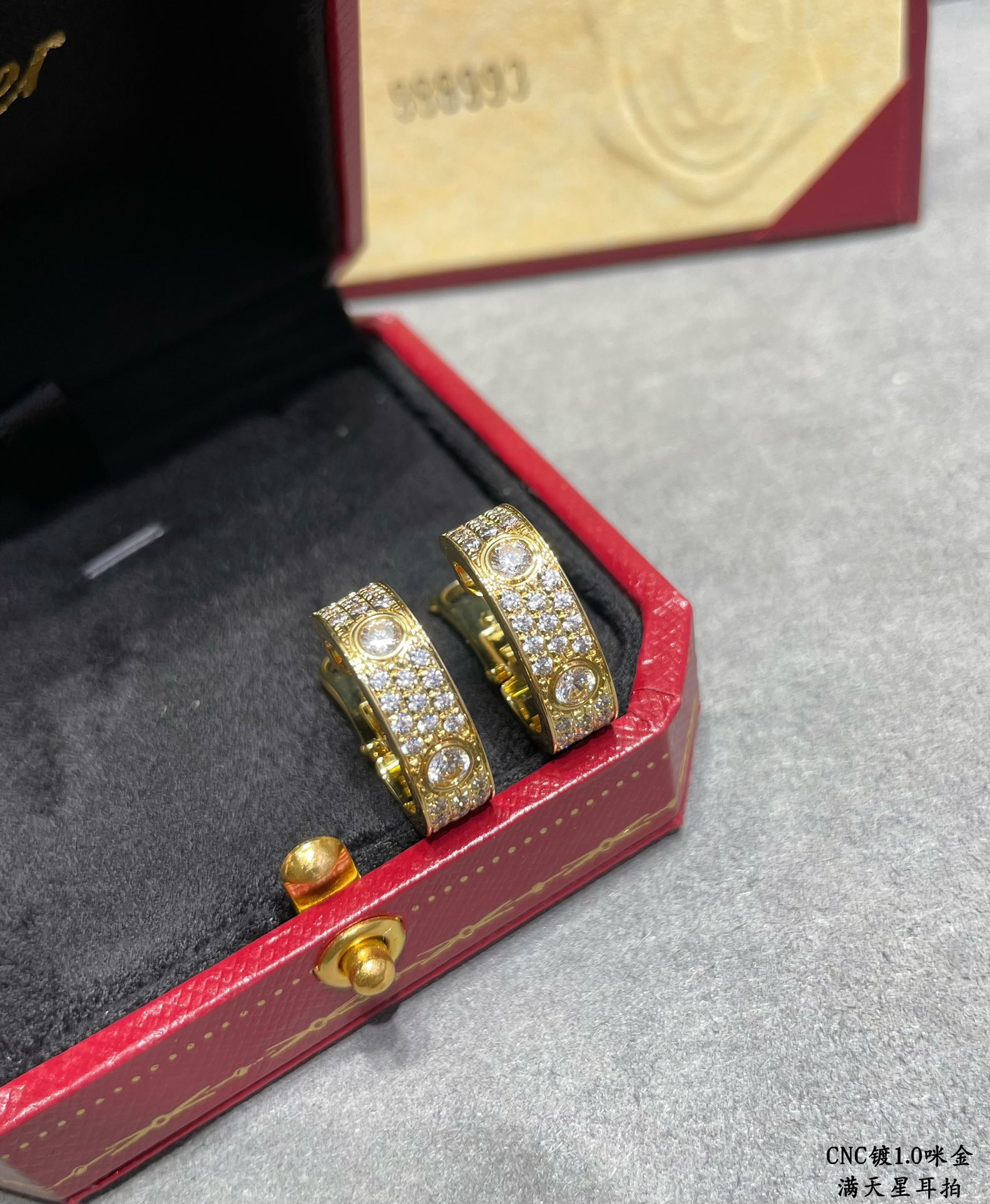 Ca*t*er wide version full pave earrings