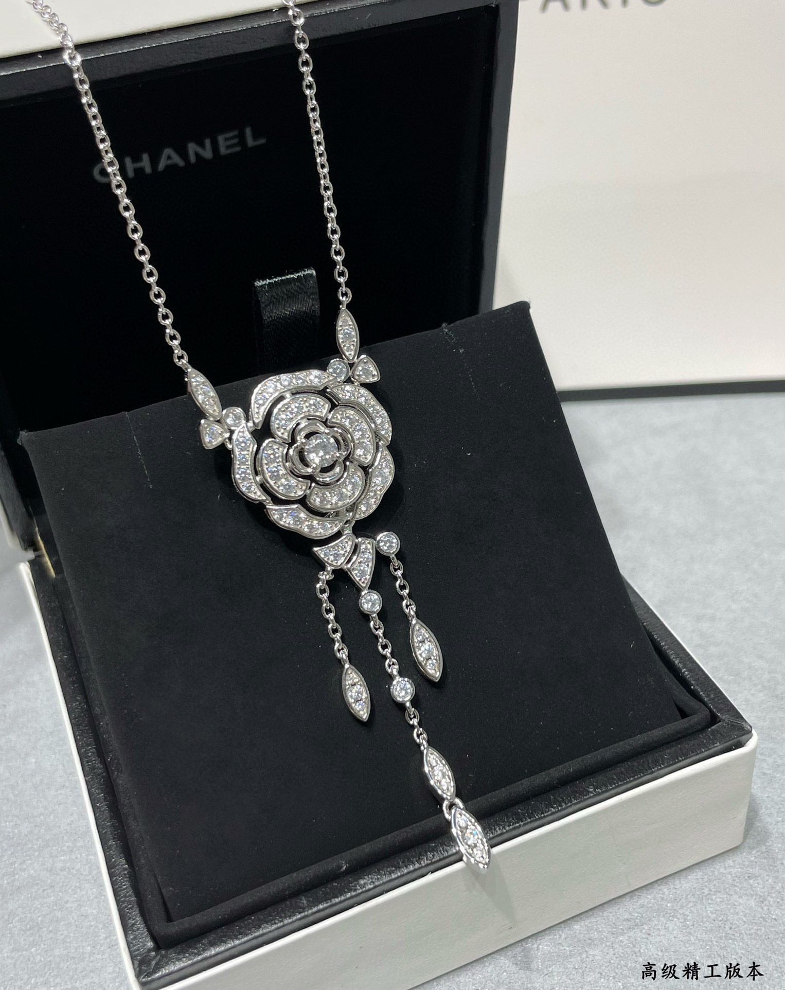 Ch*el camellia tassel necklace