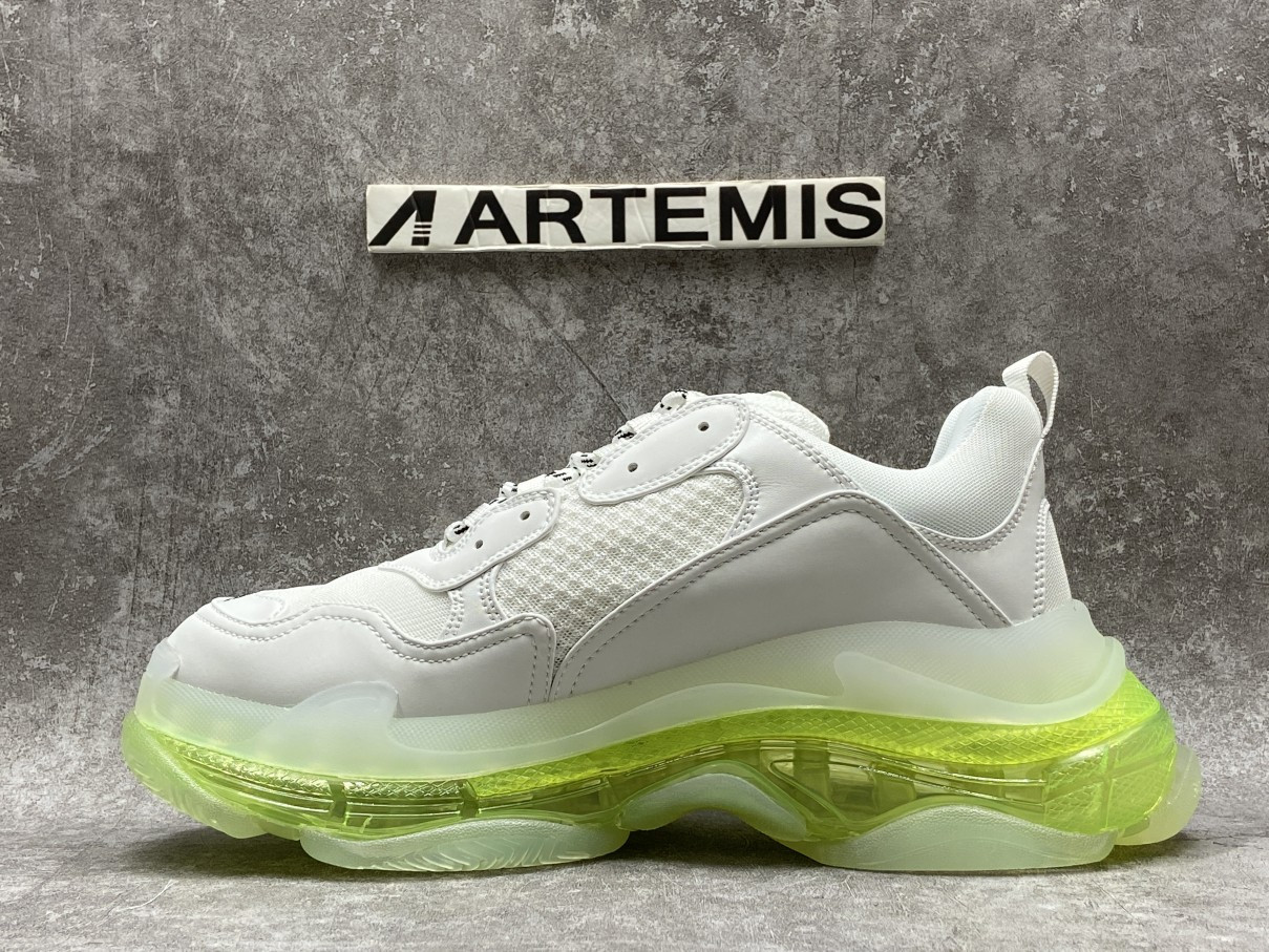 Balenciga Triple S White Green Clear Sole