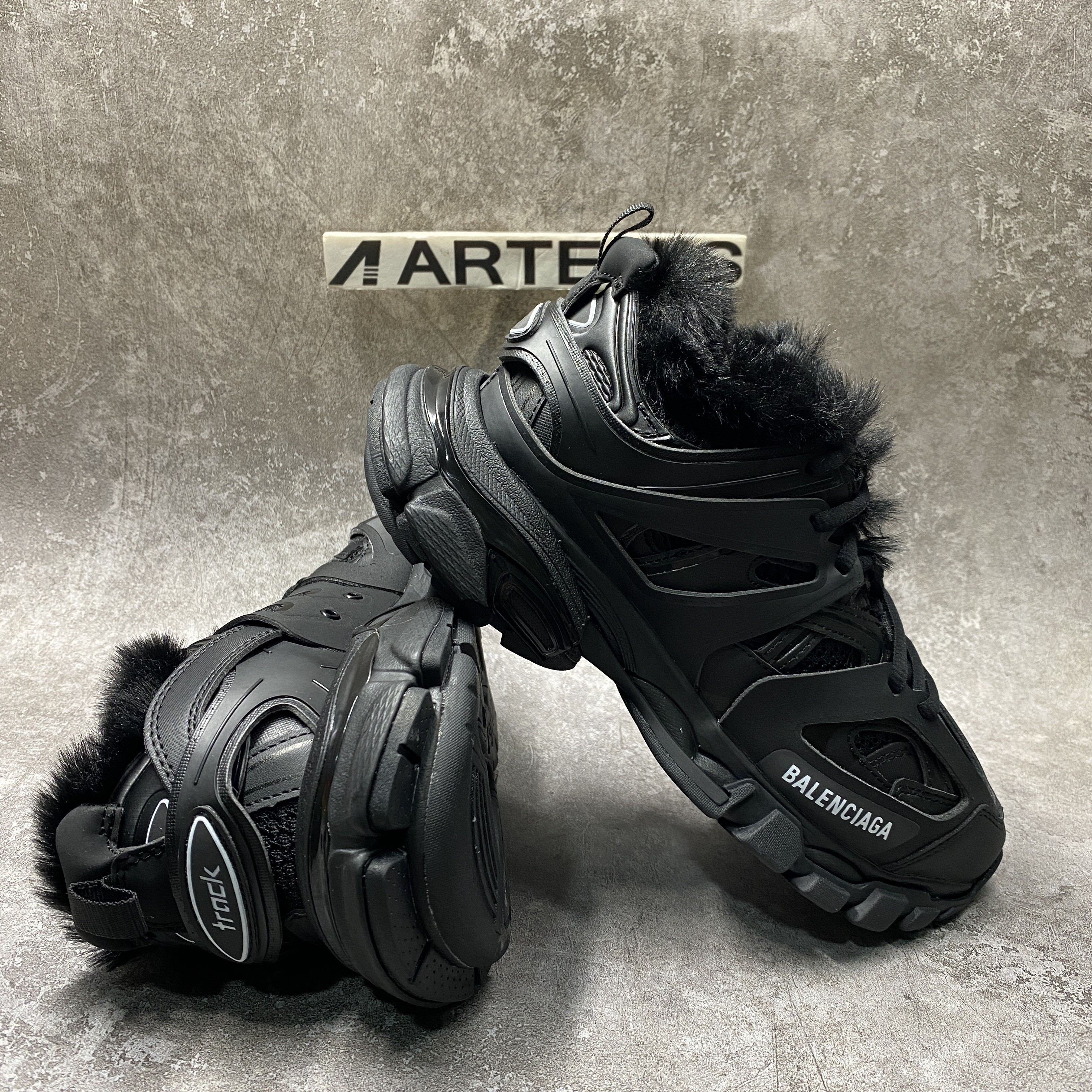 Balenciga Track Sneaker Black Fur