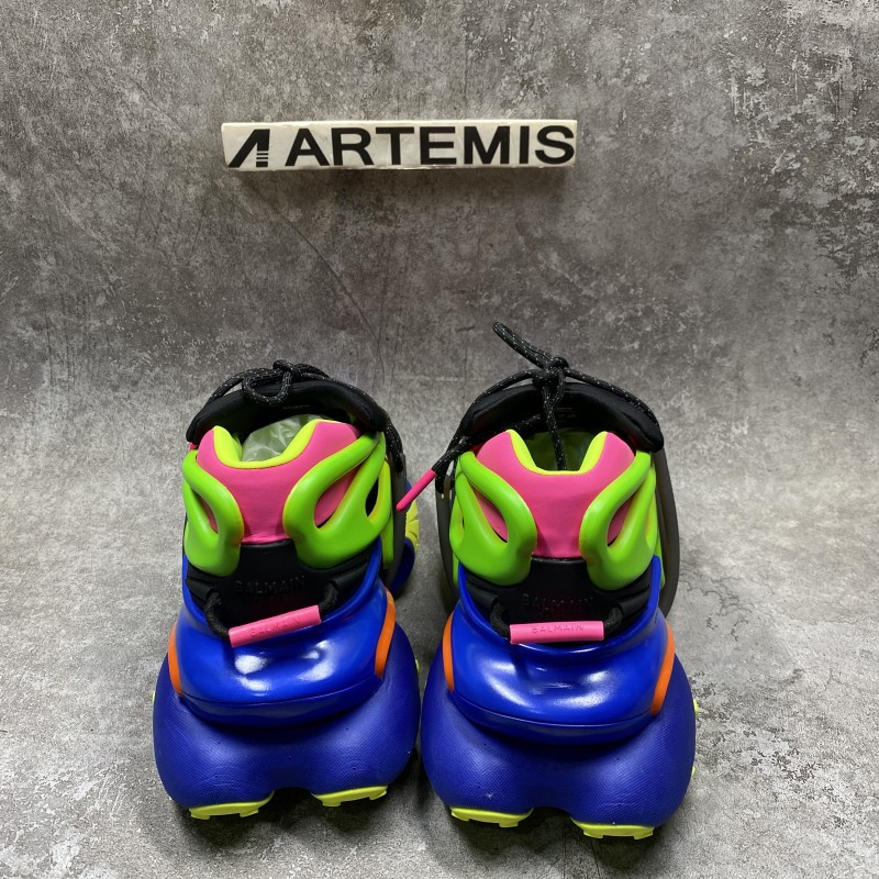 Balmain Multicolor neoprene and calfskin Unicorn low-top sneakers