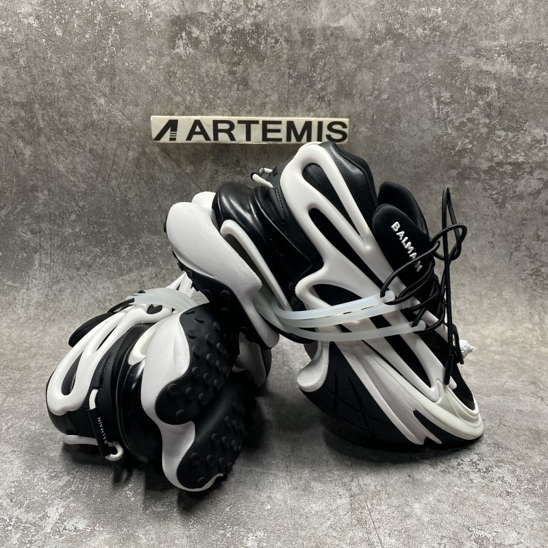 Balmain Unicorn Two-Tone Layered Sneakers