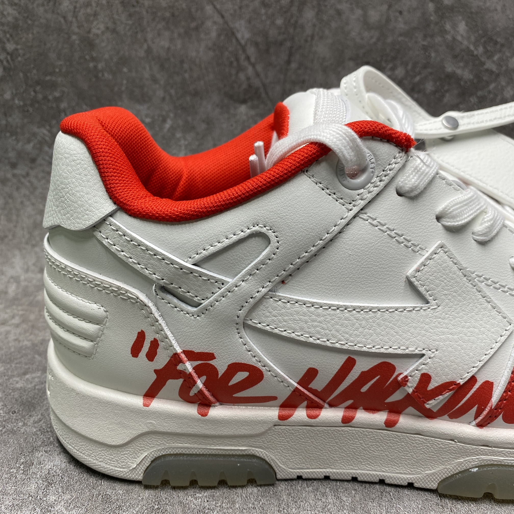 OFF-WHITE Out Of Office OOO Low Tops For Walking White White Red FW21