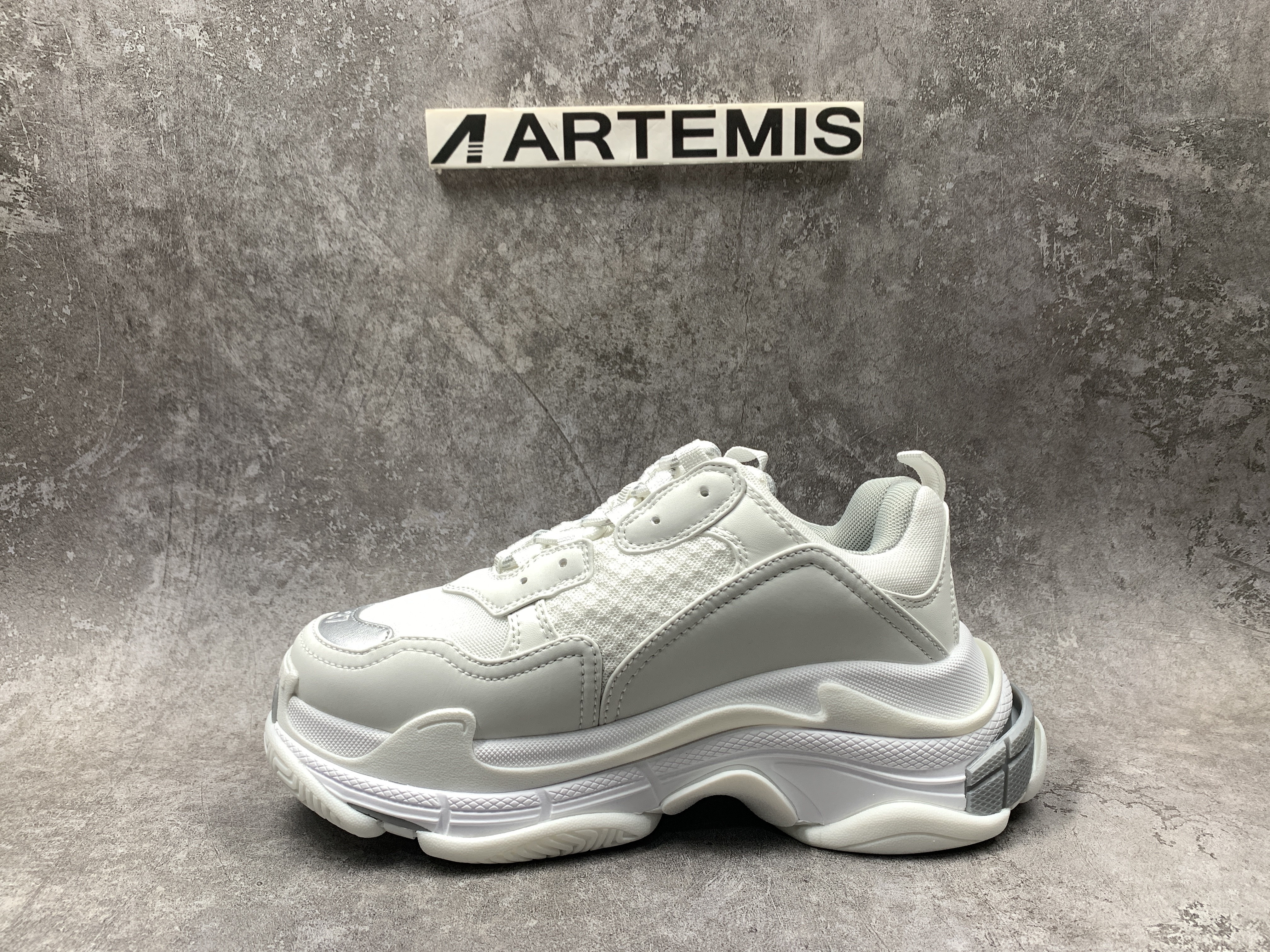 Balenciga Triple S Sneaker White and Metal Grey