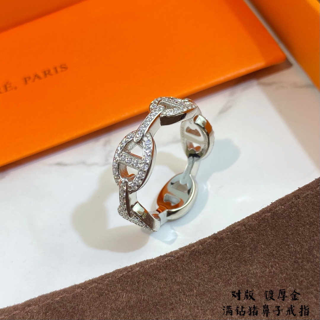 H**mes fully di*m*nd-encrusted collier de chien ring