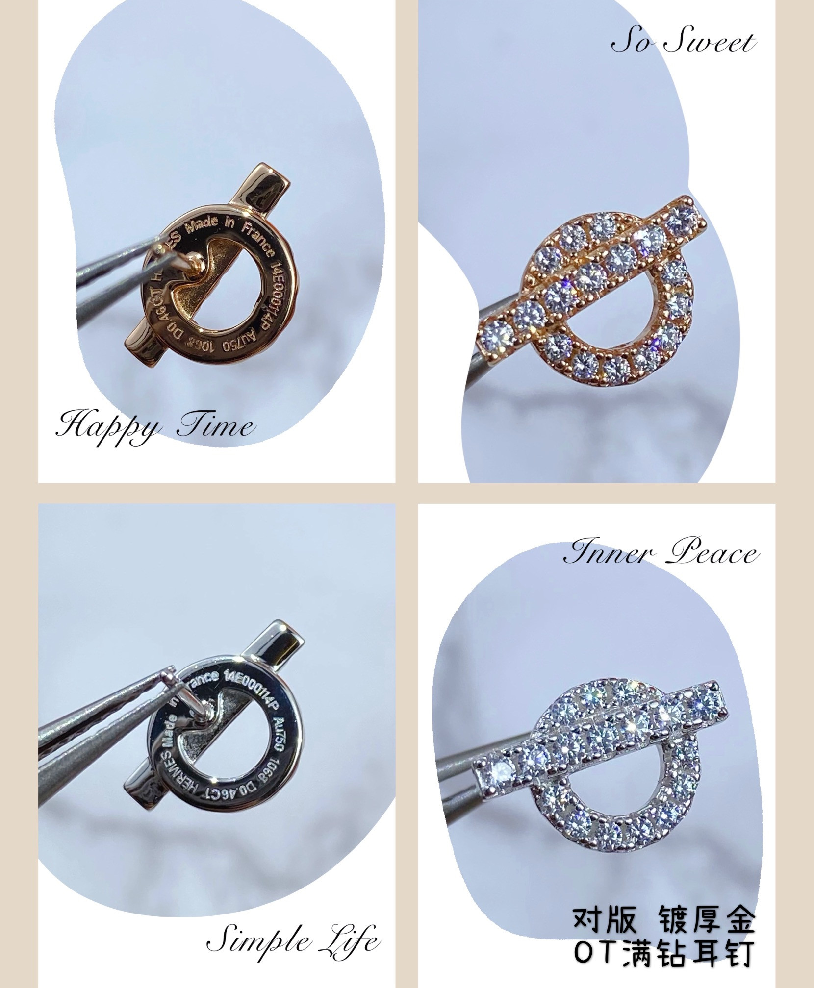 H**mes ot fully di*m*nd-encrusted stud earrings