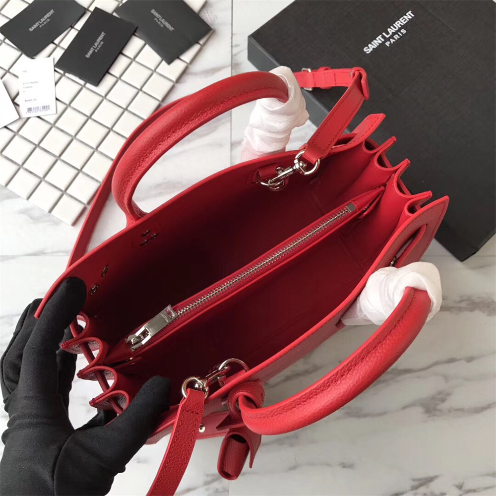 Y*L sac de jour baby in grained leather shiny red