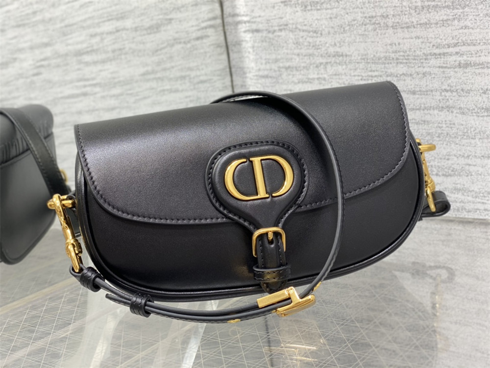 D*or bobby east-west bag latte box calfskin black
