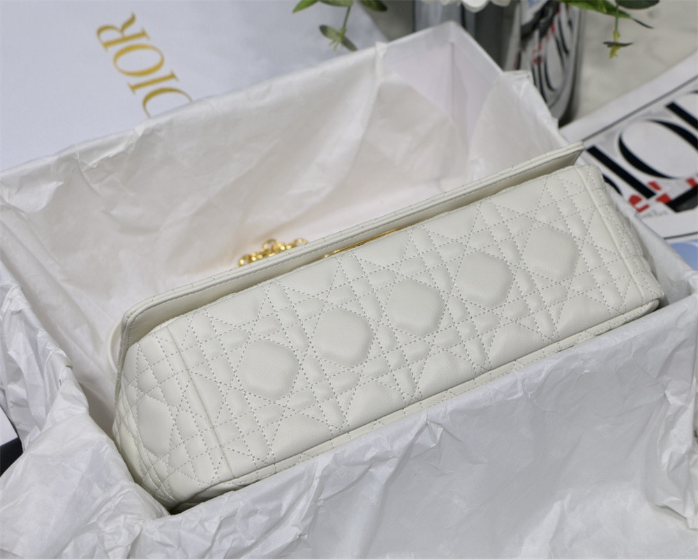 small d*or caro bag ivory S*pple cannage calfskin 20 x 12 x 7 cm