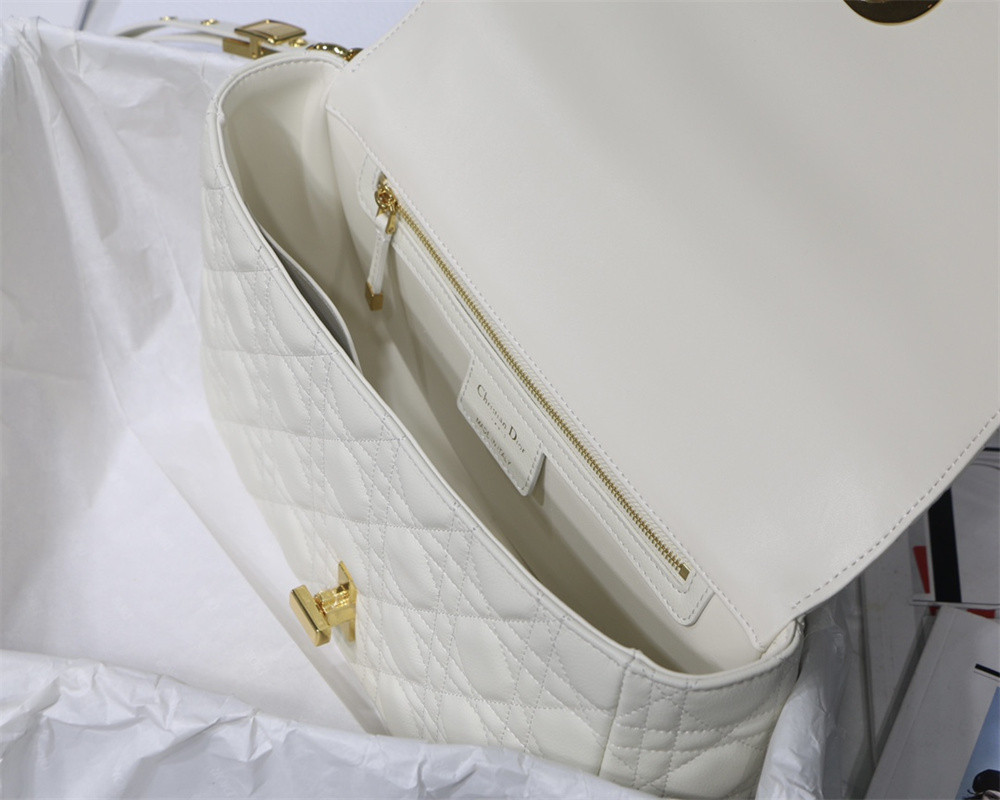 small d*or caro bag ivory S*pple cannage calfskin 20 x 12 x 7 cm