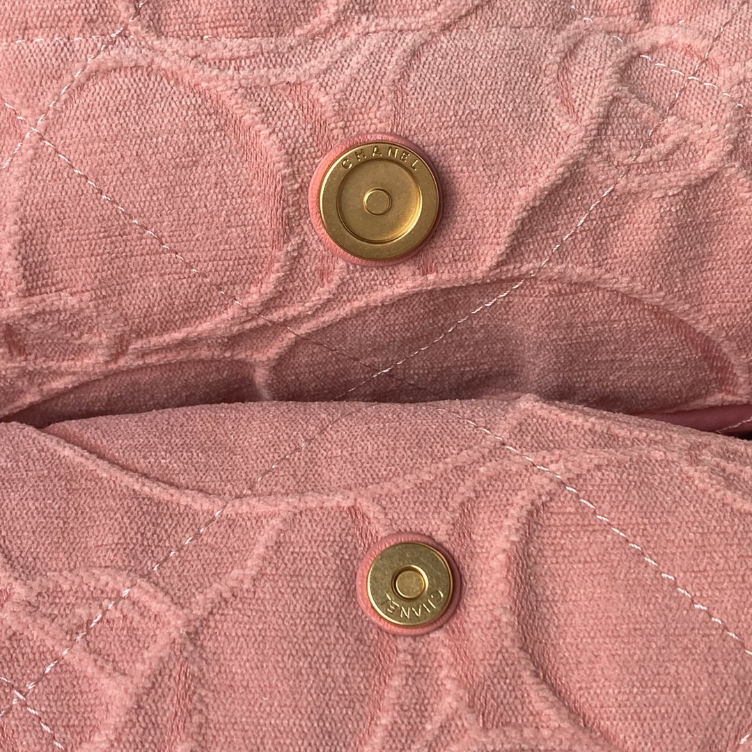 Ch*el 22 handbag velvet pink 15.2×16.4×3.1 in
