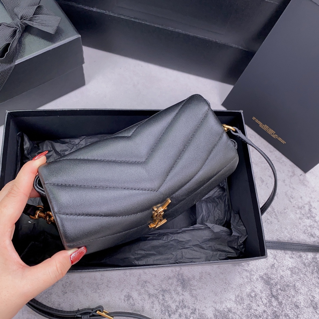 Y*L toy loulou in quilted leather black 7.9 x 5.5 x 3 inches
