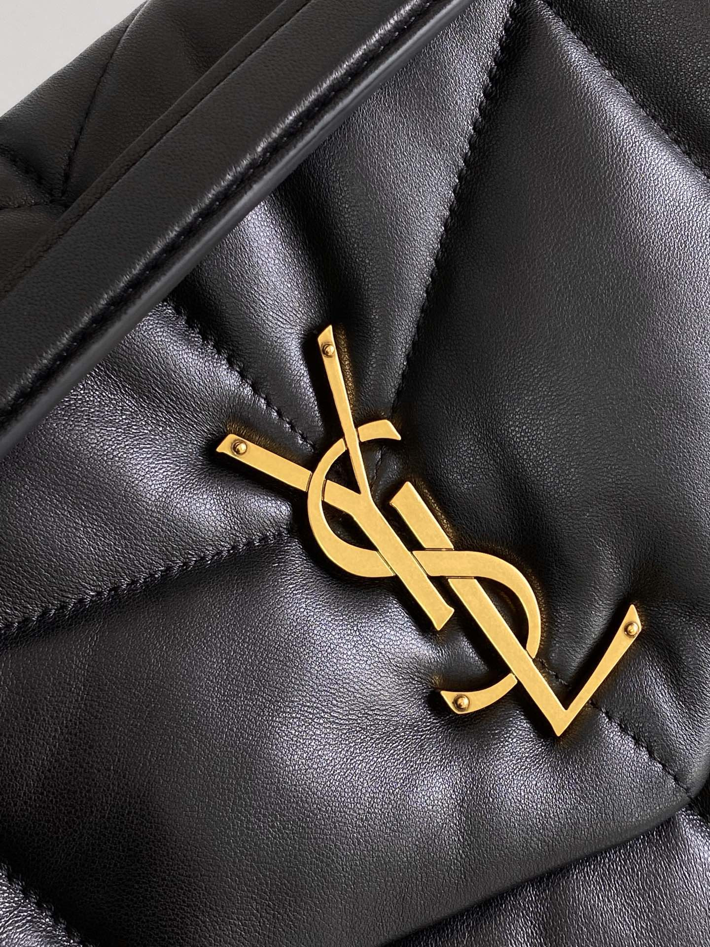 Y*L puffer medium in nappa leather black 13.7 x 9 x 5.3 inches