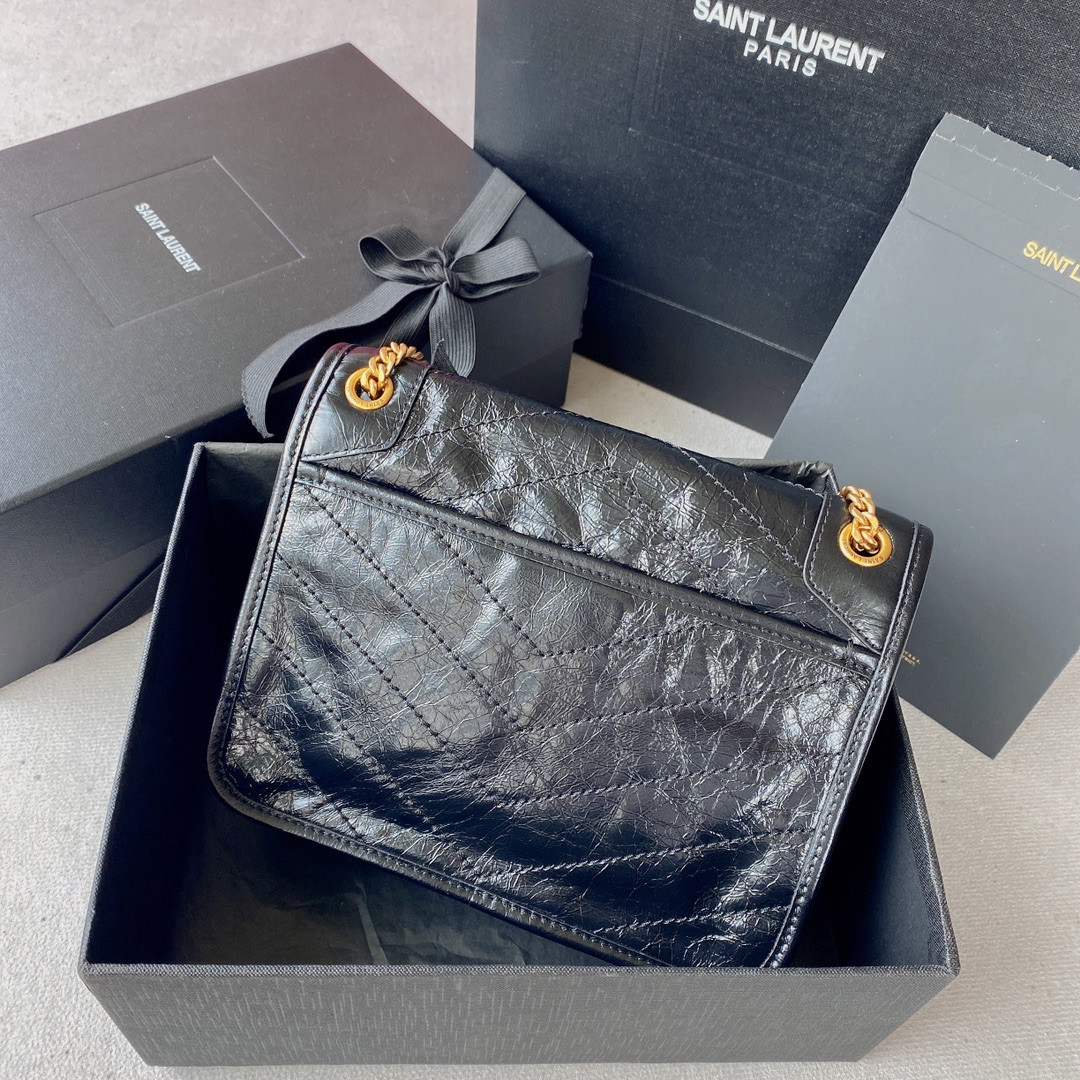 Y*L niki baby in vintage leather noir 8.2 x 6 x 2.9 inches
