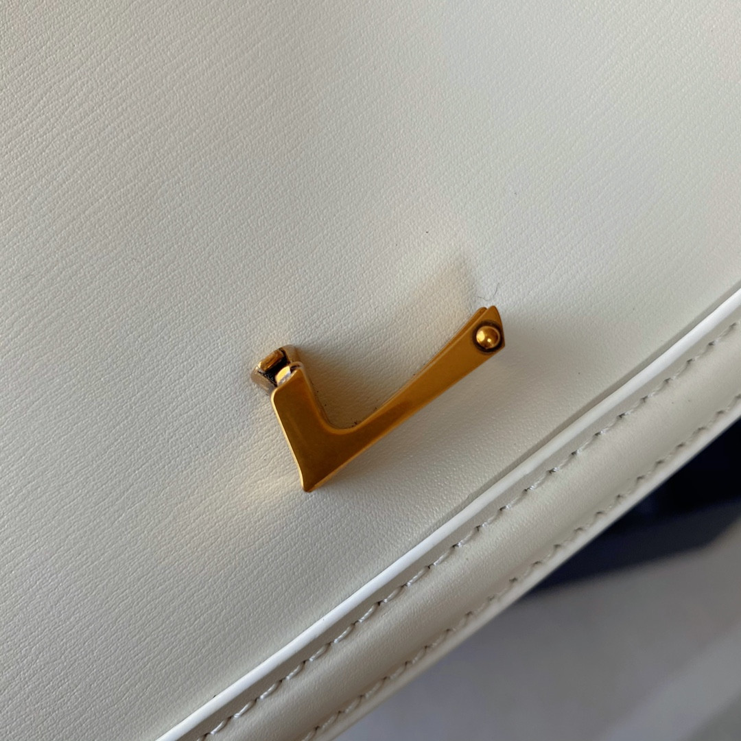 y*l solferino small satchel in box Sa**t Lau*nt blanc vintage 7.4 x 5.1 x 1.9 inches