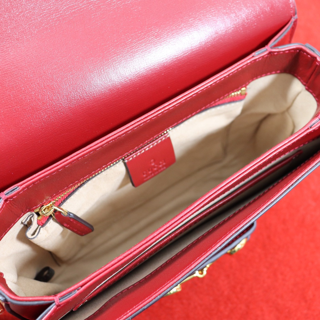 G*u*i horsebit 1955 shoulder bag red 9.8"w x 7"h x 3.1"d