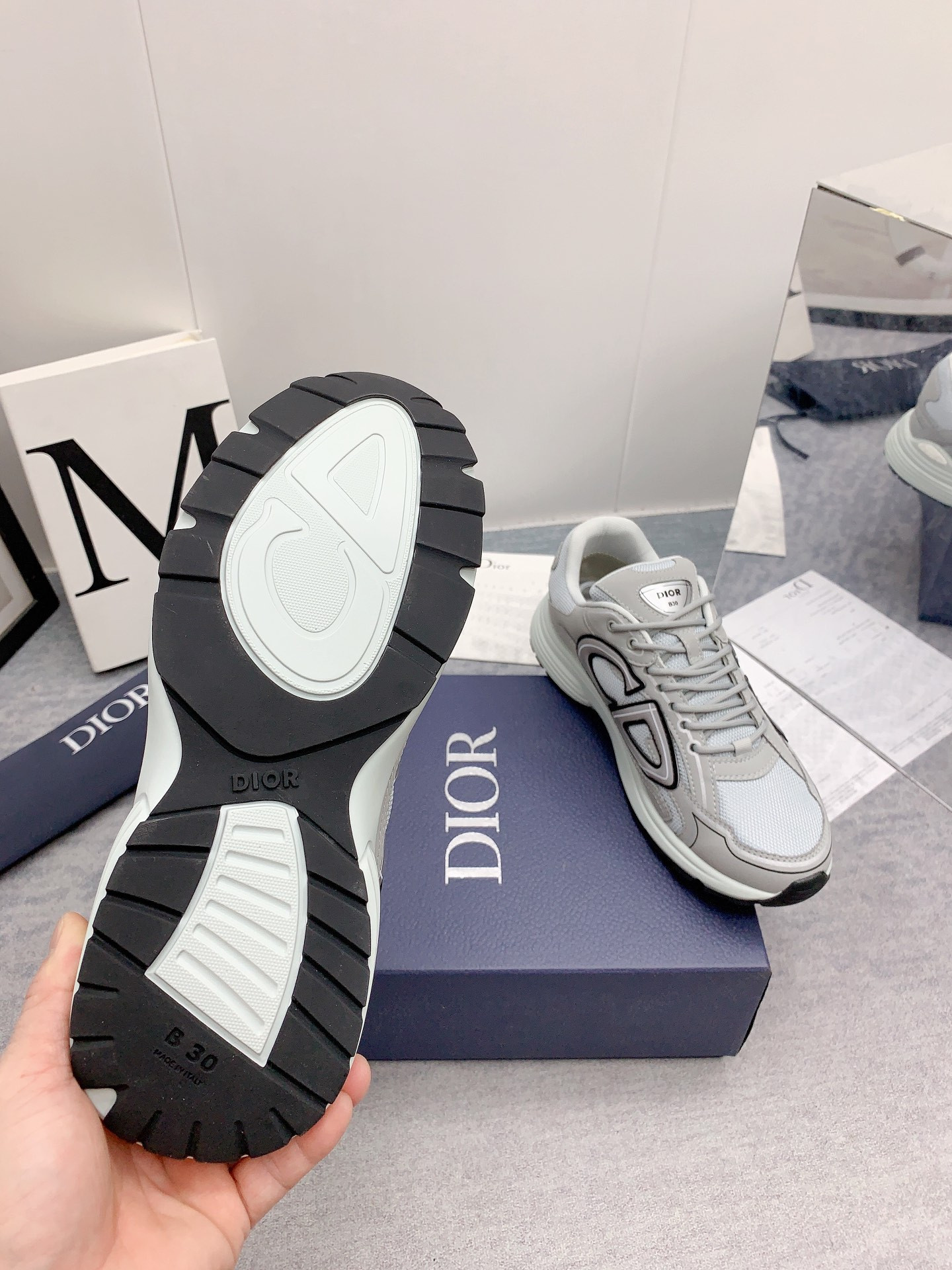 D*or b30 sneaker gray mesh and technical fabric