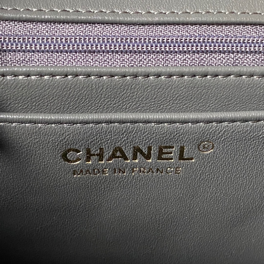 Ch*el mini classic handbag with top handle 12 × 20 × 6 cm
