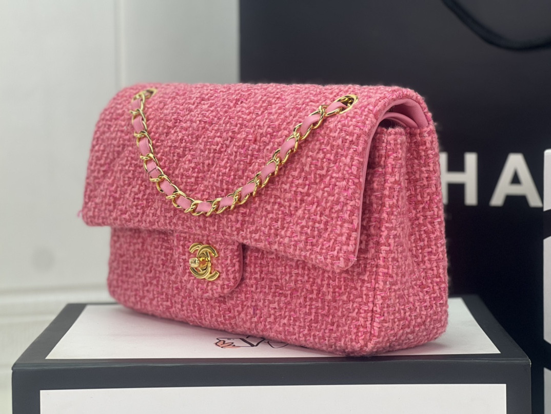 Ch*el classic 11.12 handbag tweed & gold-tone metal 6 × 9.9 × 2.5 in