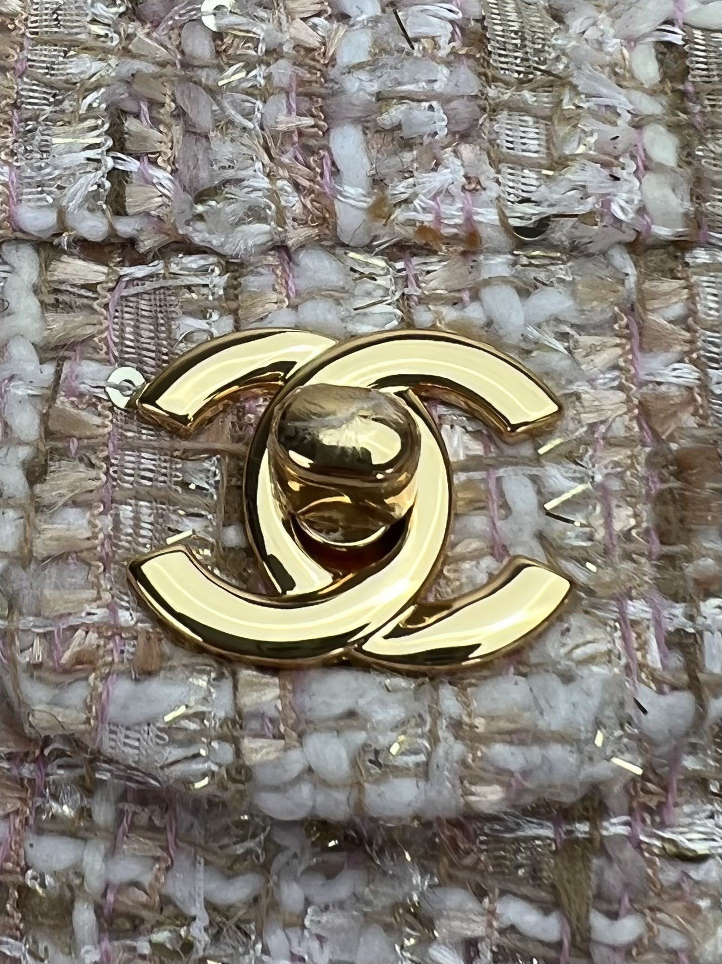 Ch*el classic 11.12 handbag tweed & gold-tone metal 6 × 9.9 × 2.5 in