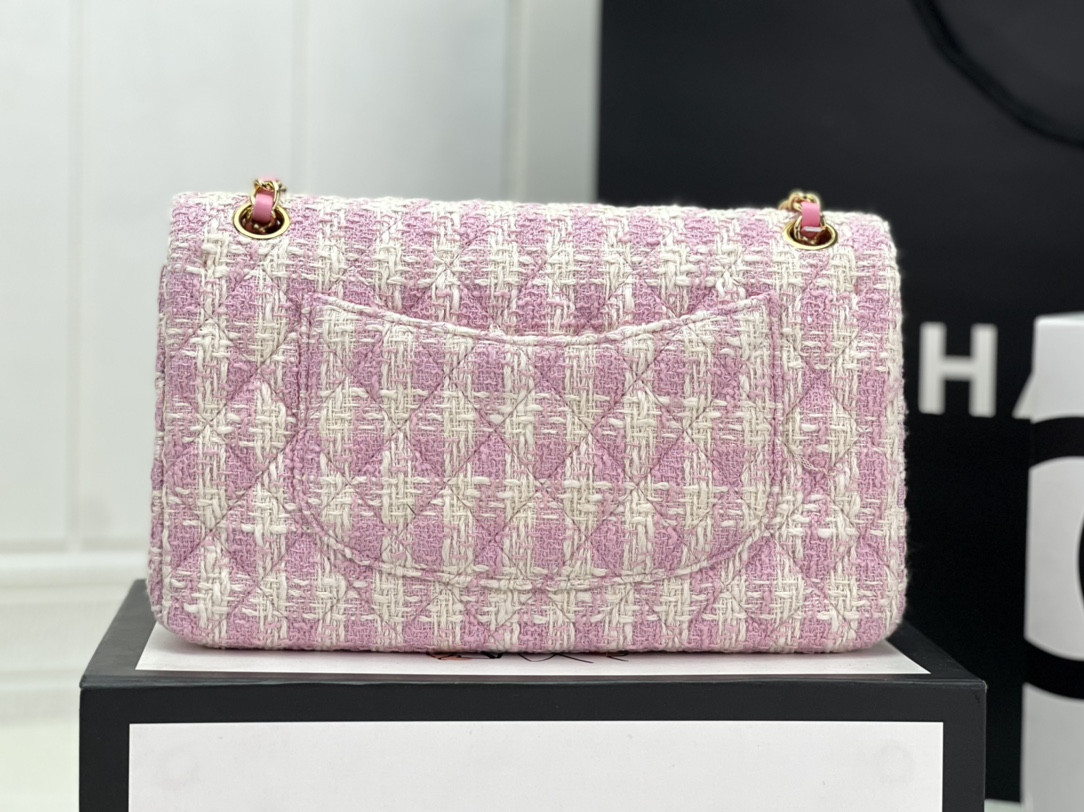 Ch*el classic 11.12 handbag tweed & gold-tone metal 6 × 9.9 × 2.5 in