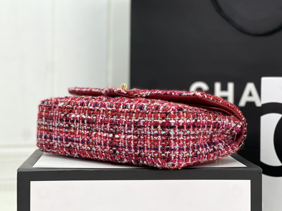 Ch*el classic 11.12 handbag tweed & gold-tone metal 6 × 9.9 × 2.5 in