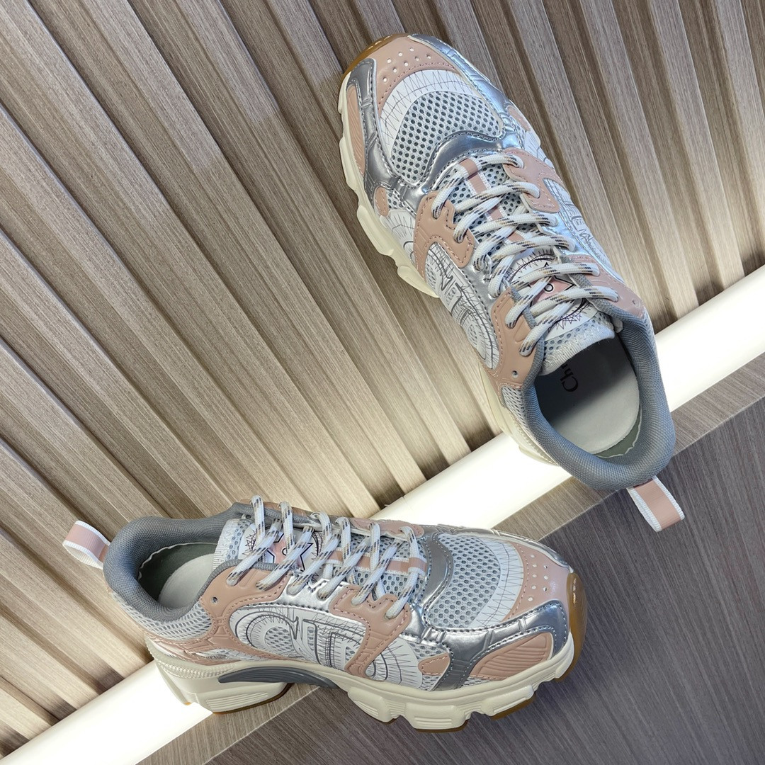 ua D*or chrono sneaker white mesh with nude and silver-tone