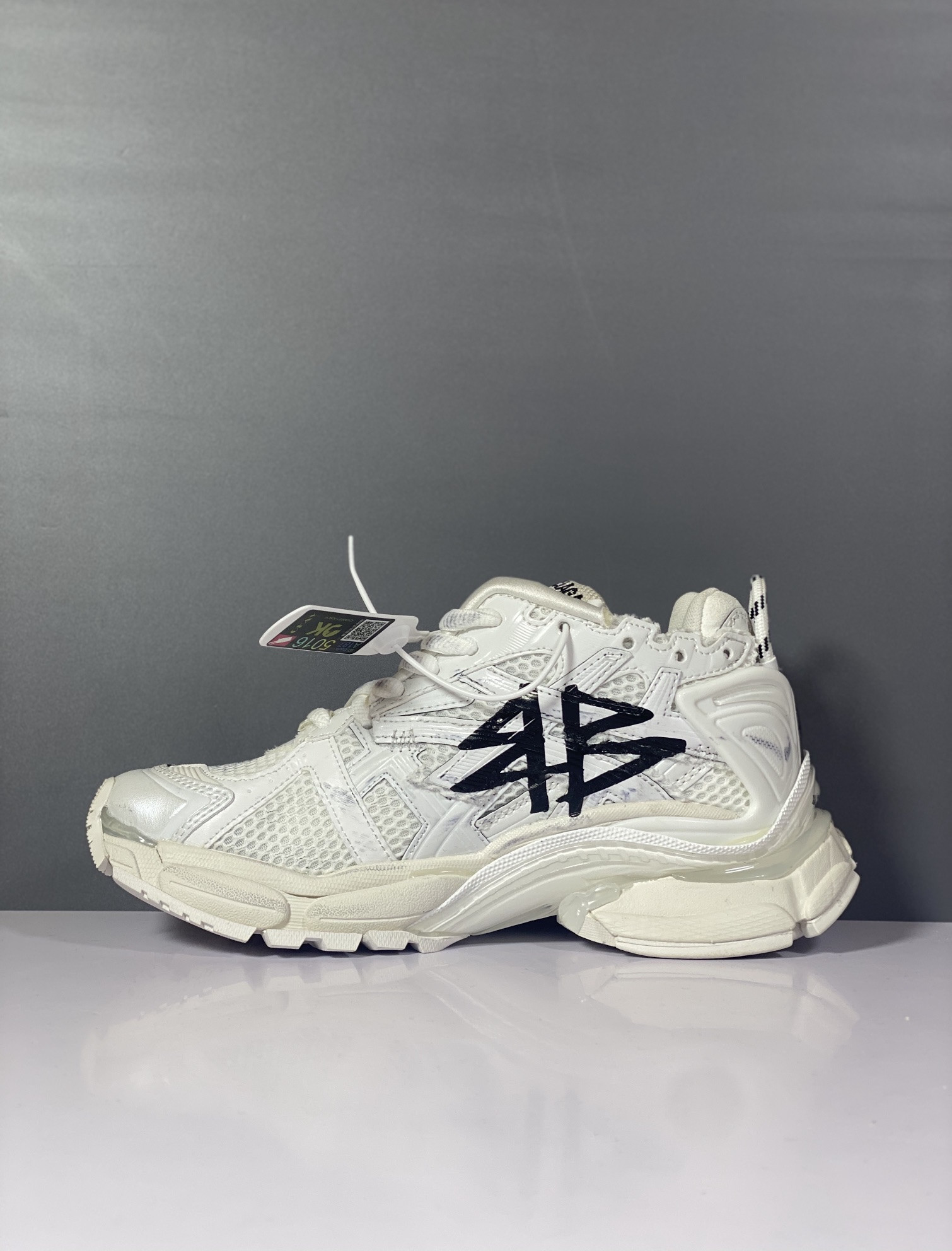 balenciga runner Gr*ffiti sneaker in white